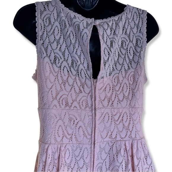 B. Darlin Sleeveless Y2K Coquette Pink Fit + Flare Dress Lace Overlay Fairy - Picture 4 of 8